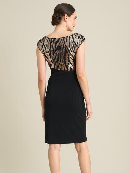 Gina Bacconi Jaden Dress, Black/Gold - view 2, Black/Gold