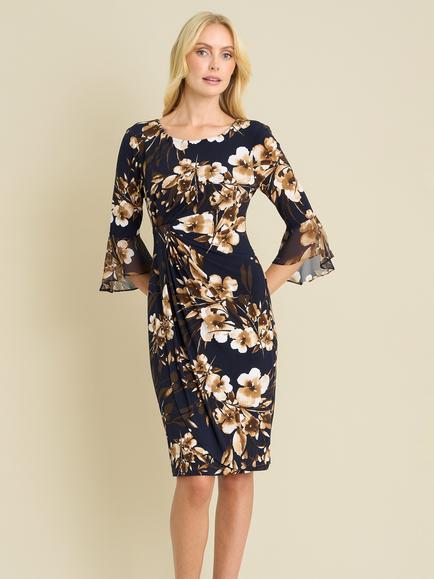 Gina Bacconi Roxana Floral Sheath Dress, Navy/Multi, Navy/Multi