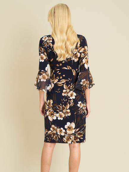 Gina Bacconi Roxana Floral Sheath Dress, Navy/Multi - view 2, Navy/Multi