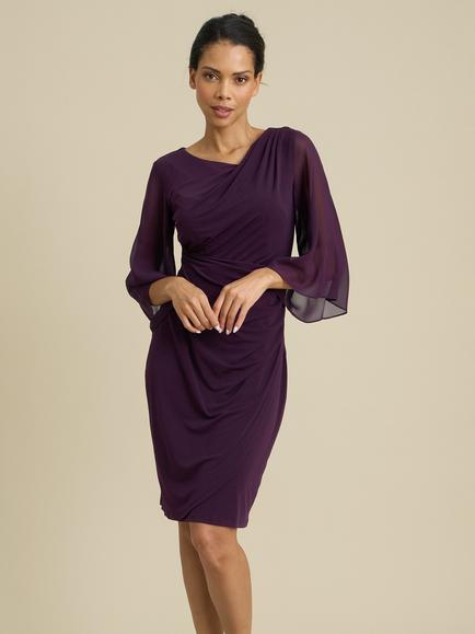 Gina Bacconi Draped Dress, Aubergine, Aubergine