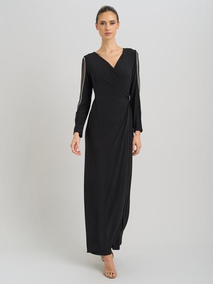 Gina Bacconi Stefanie Long Sleeve Maxi Dress, Black