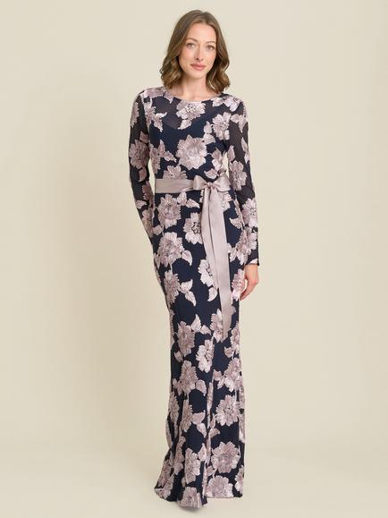 Gina Bacconi Vanessa Maxi Dress, Navy/Pink, Navy/Pink