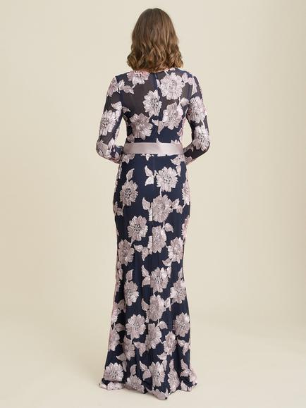 Gina Bacconi Vanessa Maxi Dress, Navy/Pink - view 2, Navy/Pink