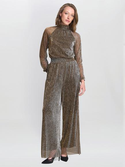 Gina Bacconi Metallic Jumpsuit, Black/Gold
