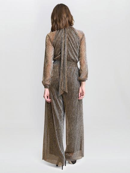 Gina Bacconi Metallic Jumpsuit - view 2, Black/Gold