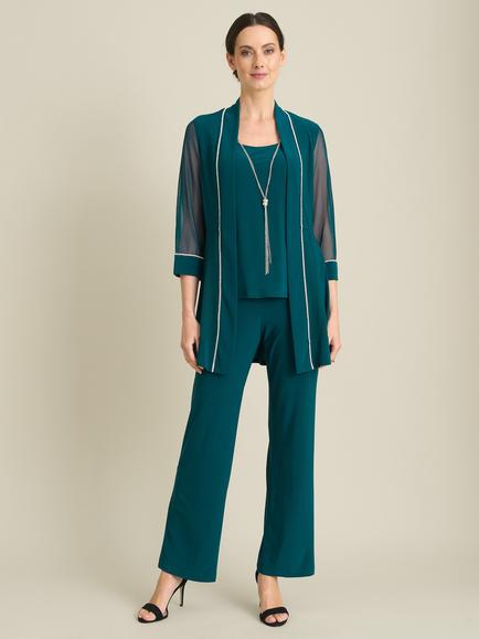 Gina Bacconi Selma Jumpsuit Set, Emerald, Emerald