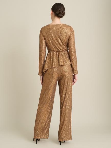 Gina Bacconi Tiia Sequin Pull On Trousers - view 2, Bronze