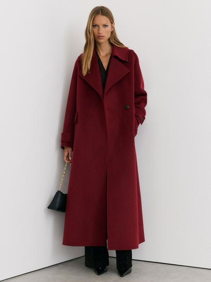 Reiss Petite Alara Wool Rich Blindseam Long Coat, Red, Red