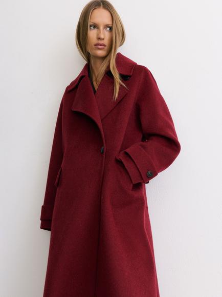 Reiss Petite Alara Wool Rich Blindseam Long Coat, Red - view 2, Red