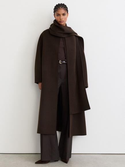 Reiss Elodie Longline Wool Blend Overcoat, Chocolate Brown, Chocolate Brown
