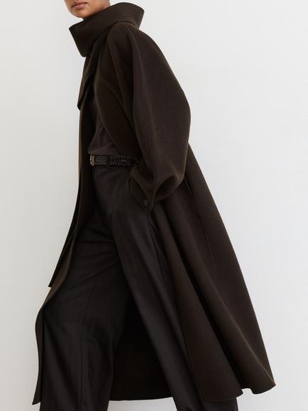 Reiss Elodie Longline Wool Blend Overcoat, Chocolate Brown - view 2, Chocolate Brown