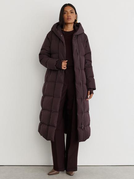 Reiss Larissa Longline Belted Coat, Dark Grape