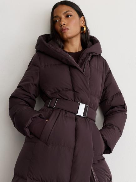 Reiss Larissa Longline Belted Coat - view 2, Dark Grape