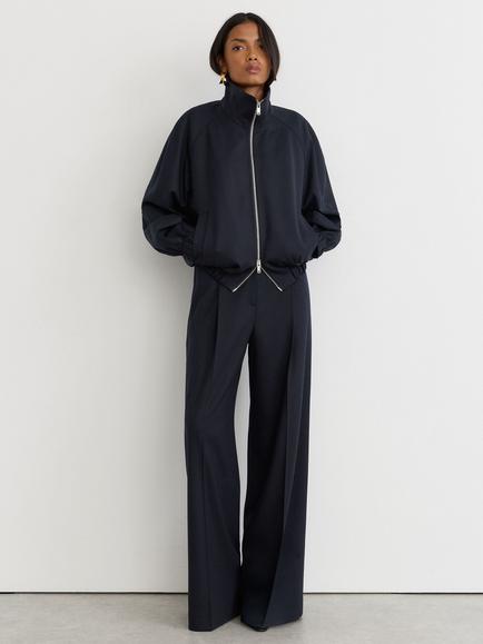 Reiss Solene Wool Rich Dual Zip Bomber Jacket, Navy, Navy