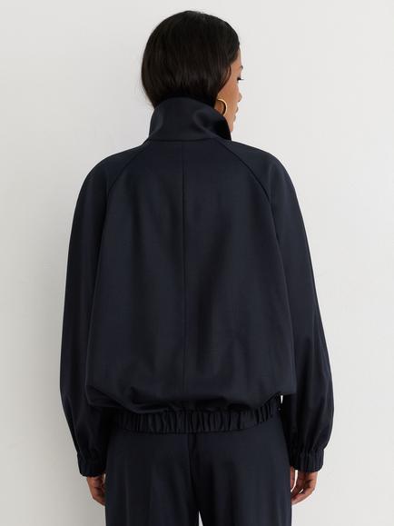 Reiss Solene Wool Rich Dual Zip Bomber Jacket, Navy - view 2, Navy