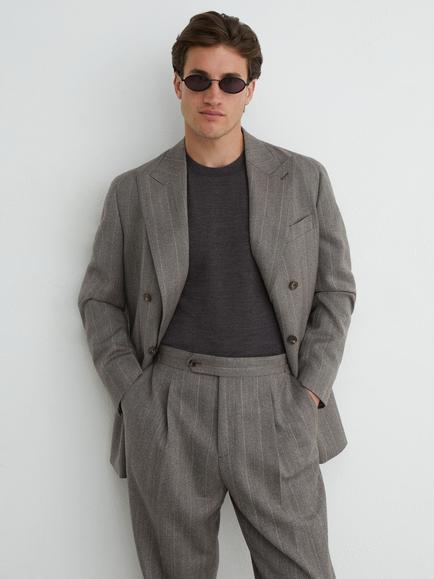 Reiss Deal Pure Wool Classic Fit Pinstripe Suit Trousers, Grey - view 2, Grey
