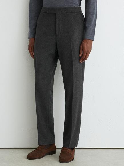 Reiss Found Wool Blend Flannel Suit Trousers, Charcoal Grey, Charcoal Grey