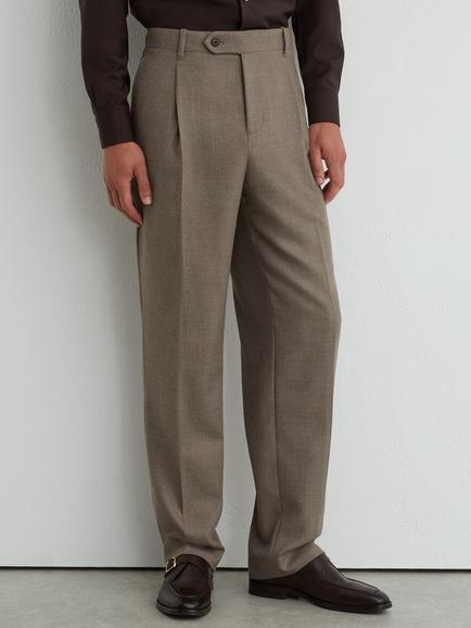 Reiss Terrain Wool Rich Twill Relaxed Fit Suit Trousers, Mushroom Brown, Mushroom Brown
