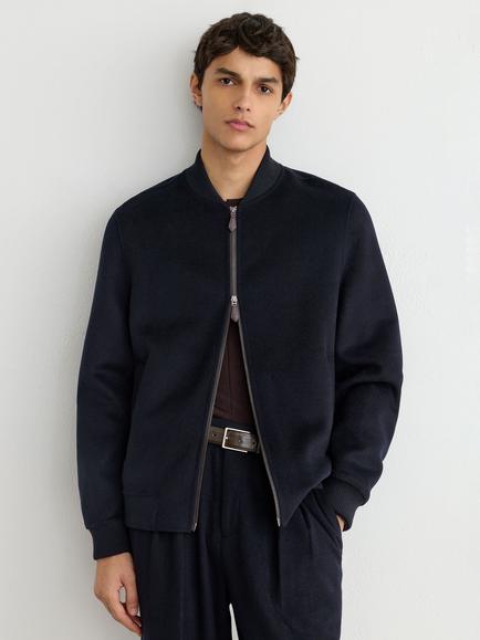 Reiss Canonbury Wool Blend Bomber Jacket, Navy
