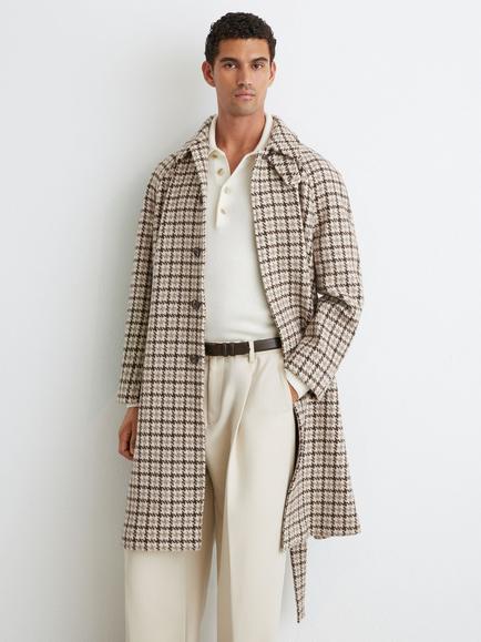 Reiss Christem Overcoat, Brown/Multi, Brown/Multi