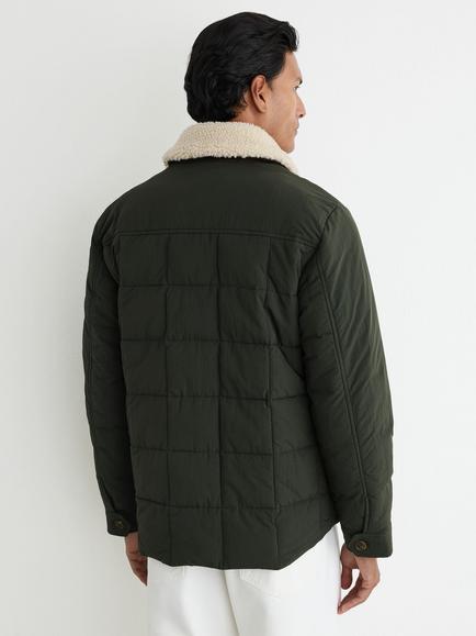 Reiss Dame Quilted Fleece Collar Jacket - view 2, Khaki Green