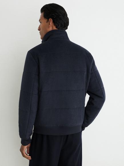 Reiss Fasten Quilted Wool Blend Funnel Neck Jacket - view 2, Airforce Blue