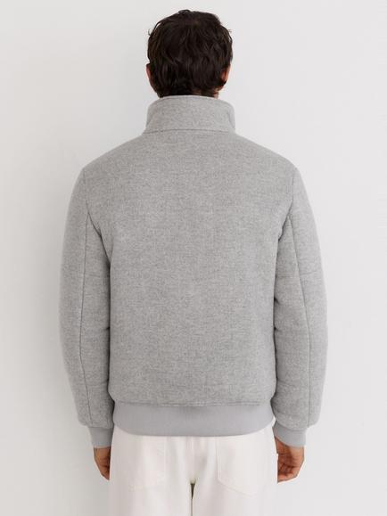 Reiss Fasten Wool Blend Faux Fur Collar Quilted Jacket, Soft Grey - view 2, Soft Grey