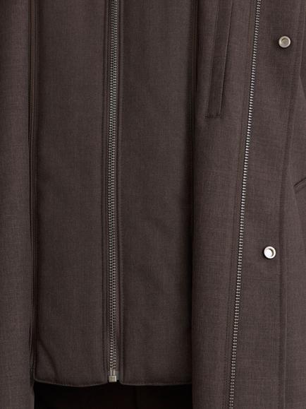 Reiss Flaye Hybrid Gilet Insert Funnel Neck Overcoat, Dark Brown - view 2, Dark Brown