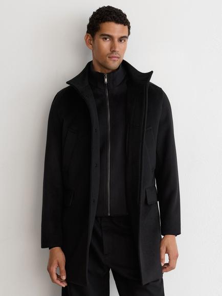 Reiss Fossil 2-in-1 Wool Blend Coat, Black, Black