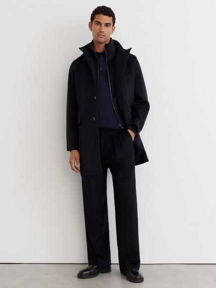 Reiss Fossil Wool Rich Overcoat, Navy, Navy