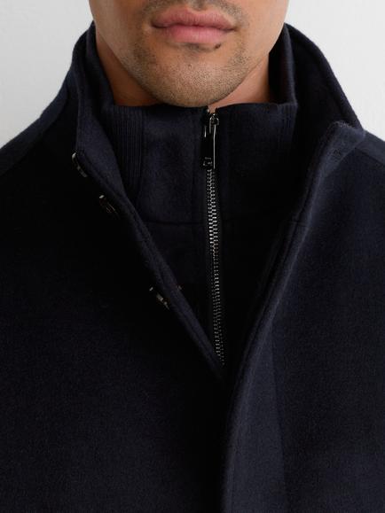 Reiss Fossil Wool Rich Overcoat, Navy - view 2, Navy