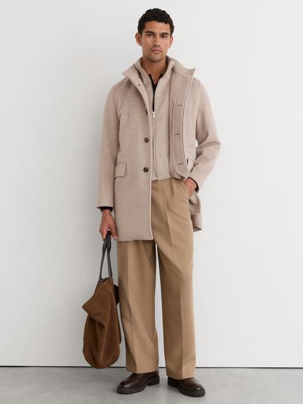 Reiss Fossil Funnel Neck Coat, Oatmeal, Oatmeal