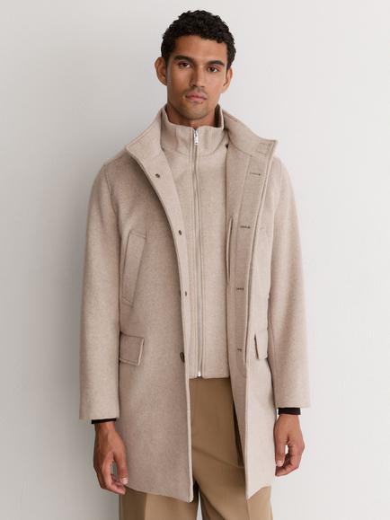 Reiss Fossil Funnel Neck Coat, Oatmeal - view 2, Oatmeal