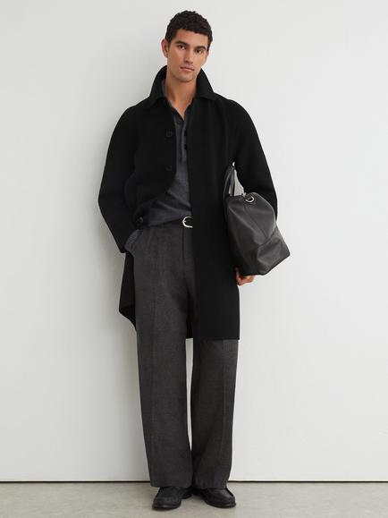 Reiss McCullough Wool Blend Overcoat, Black, Black