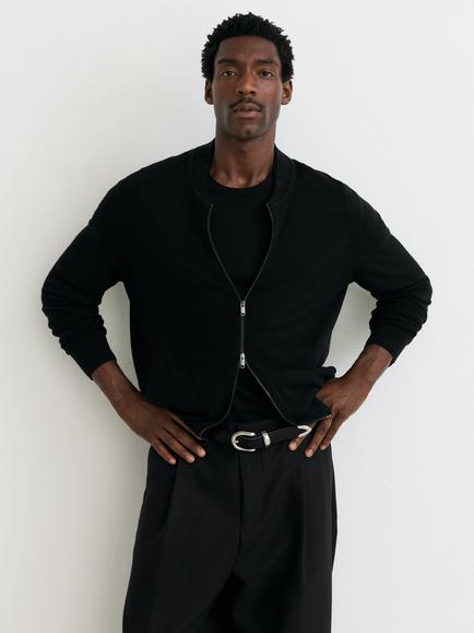 Reiss Petersham Merino Wool Bomber Jacket, Black