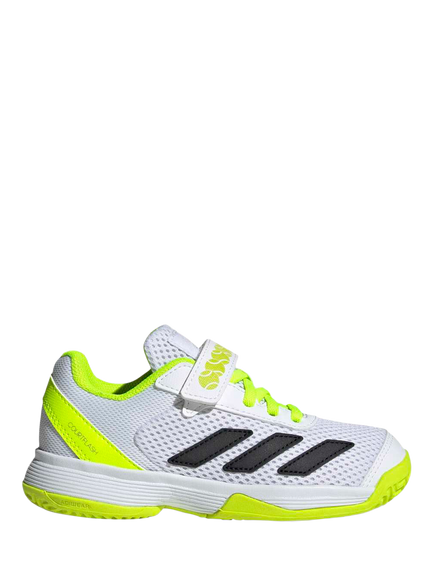 adidas Kids' Courtflash Mesh Trainers, White/Black/Lemon, White/Black/Lemon