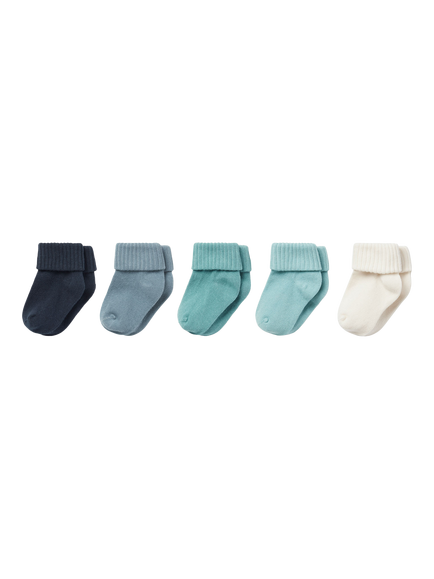 MORI Baby Cotton Blend Socks, Pack of 5, Blue/Multi, Blue/Multi