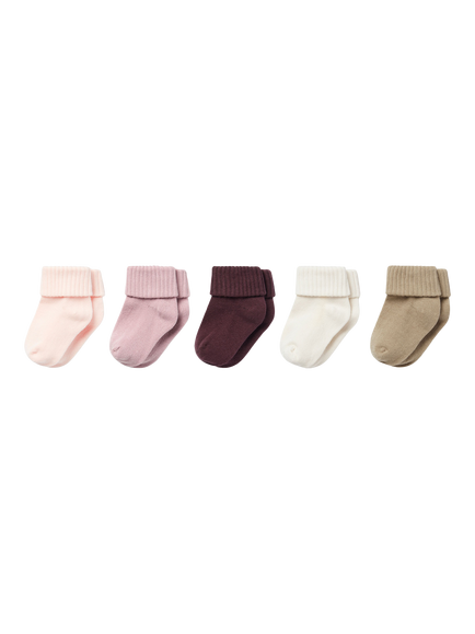 MORI Baby Cotton Blend Socks, Pack of 5, Blush/Multi, Blush/Multi