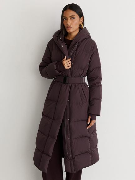 Reiss Larissa Longline Puffer Coat, Dark Grape, Dark Grape
