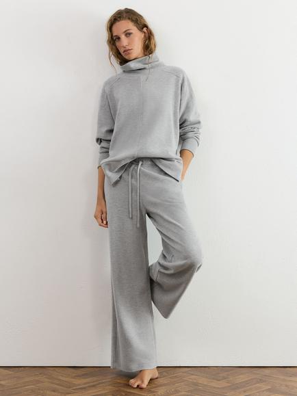 Reiss Hattie Wide Leg Joggers, Grey Marl