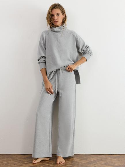 Reiss Hattie Wide Leg Joggers - view 2, Grey Marl
