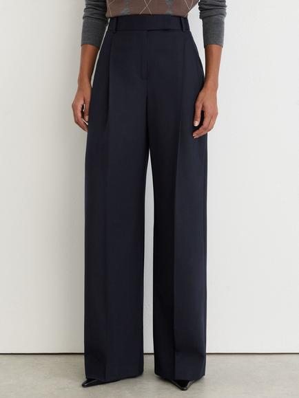 Reiss Luna Wool Blend Wide Leg Trousers, Navy, Navy