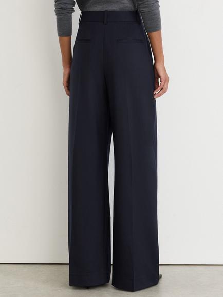 Reiss Luna Wool Blend Wide Leg Trousers, Navy - view 2, Navy