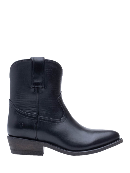 Frye Billy Short Leather Cowboy Boots, Black