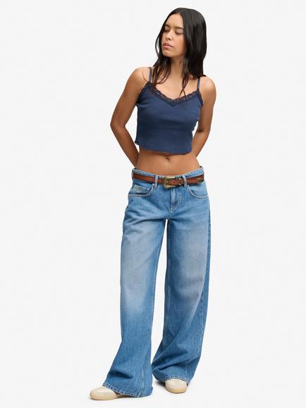 Superdry Mid Rise Baggy Jeans, Blue Vintage Wash, Blue Vintage Wash