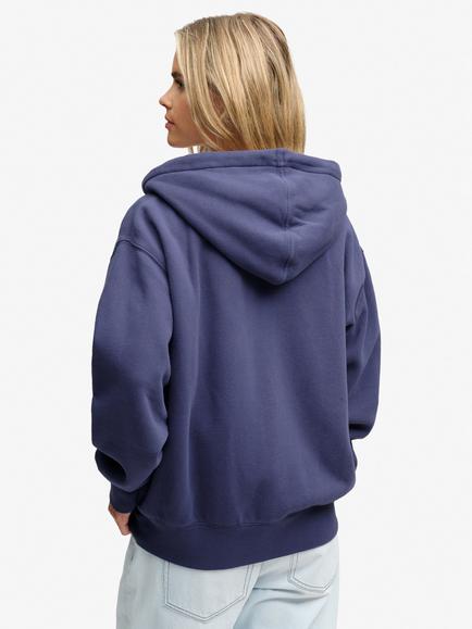 Superdry Luxe Faux Fur Lined Zip Through Hoodie, Mariner Navy - view 2, Mariner Navy