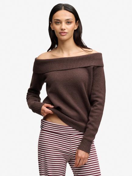 Superdry Bardot Knitted Jumper, Chestnut Brown, Chestnut Brown