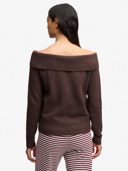 Superdry Bardot Knitted Jumper, Chestnut Brown - view 2, Chestnut Brown