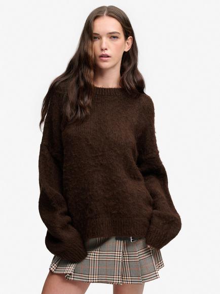 Superdry Slouchy Brushed Knit Jumper, Brown, Brown