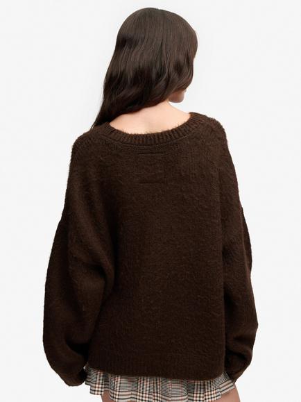 Superdry Slouchy Brushed Knit Jumper, Brown - view 2, Brown